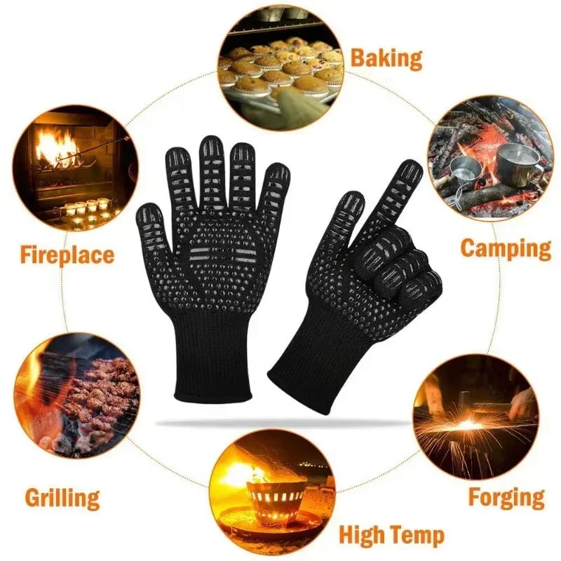 BBB Live-Fire BBQ Gloves – 800°F Heat Resistant Aramid Grilling Gloves for Churrasco & Open Flame Cooking