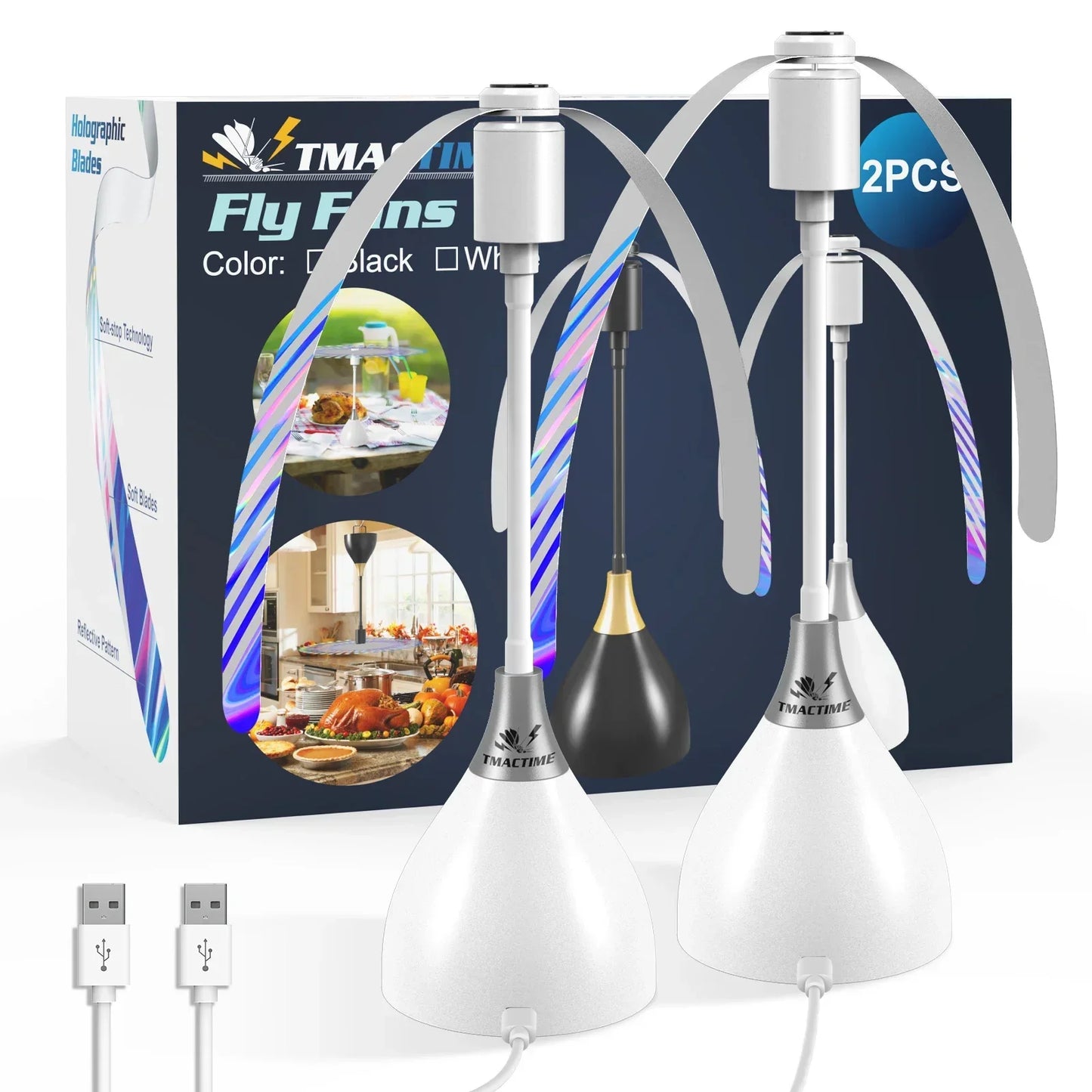 BBB Table Fly Fan – USB Rechargeable Outdoor Food Protection Fan for BBQ, Picnic & Catering (2-Pack)