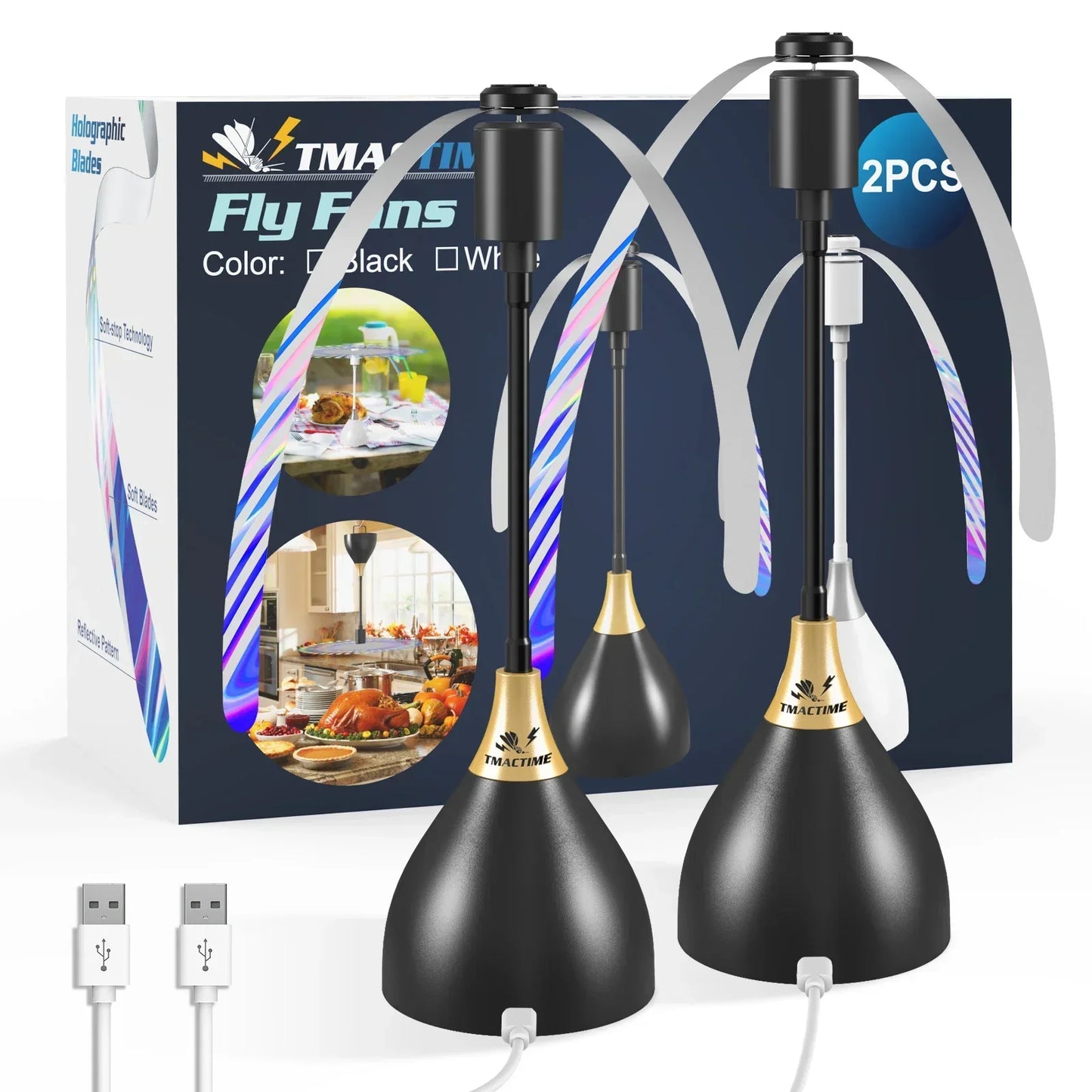 BBB Table Fly Fan – USB Rechargeable Outdoor Food Protection Fan for BBQ, Picnic & Catering (2-Pack)