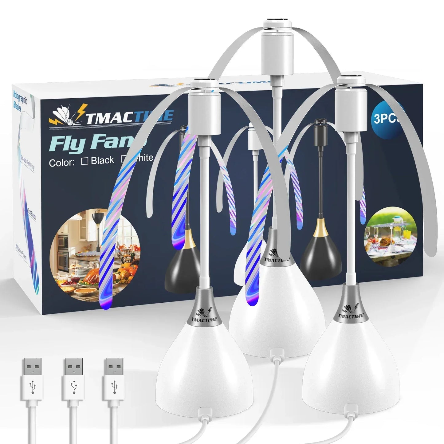 BBB Table Fly Fan – USB Rechargeable Outdoor Food Protection Fan for BBQ, Picnic & Catering (2-Pack)