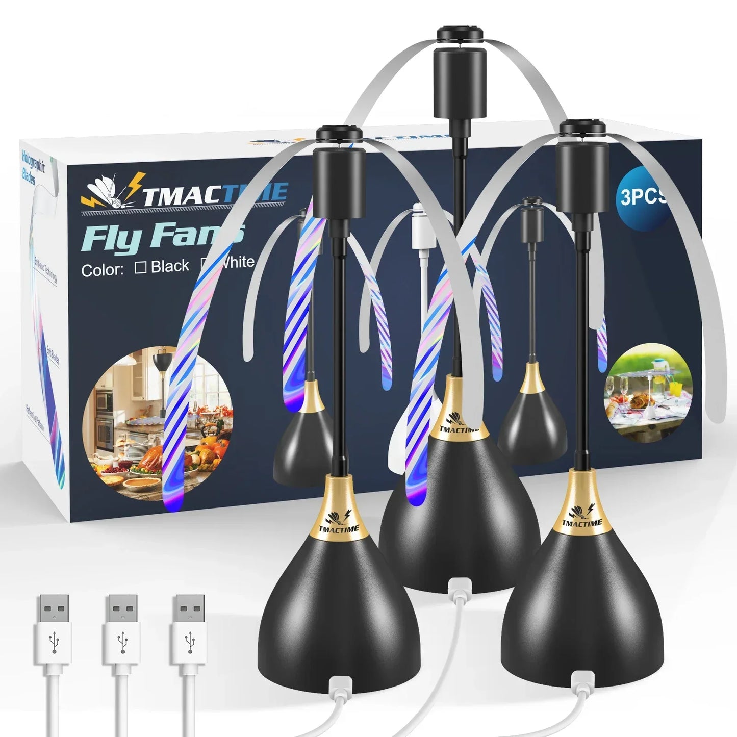 BBB Table Fly Fan – USB Rechargeable Outdoor Food Protection Fan for BBQ, Picnic & Catering (2-Pack)